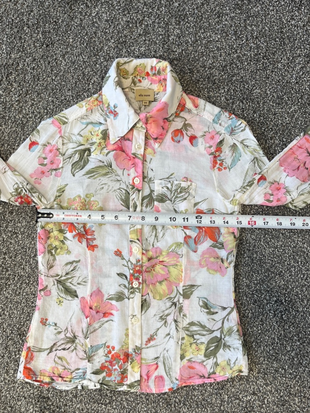 Ella Moss Floral Button-Down Shirt Size XS - Picture 7 of 9